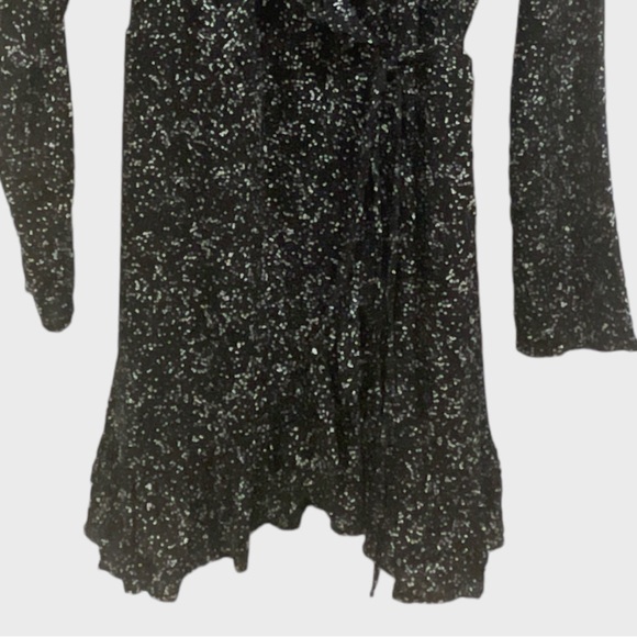 Windsor Ruffle Black Speak Wrap Dress Mini Size Medium - Picture 9 of 12